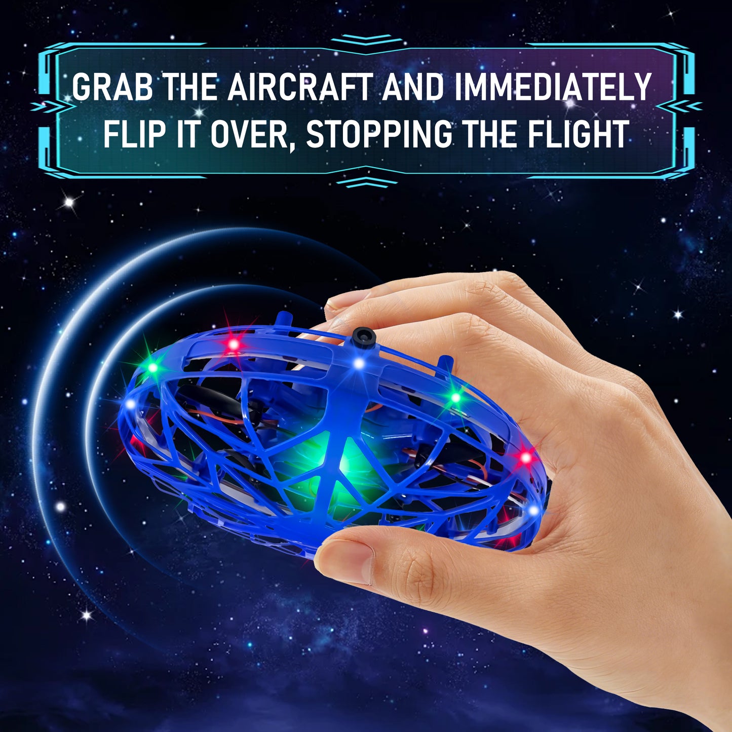 Mini Hand Drone for Kids Adults, 360° Drone Mini Helicopter RC UFO Flying Toy With Colorful light strip, Hand Operated Sensory Flying Drone UFO Toy for Boys Girls