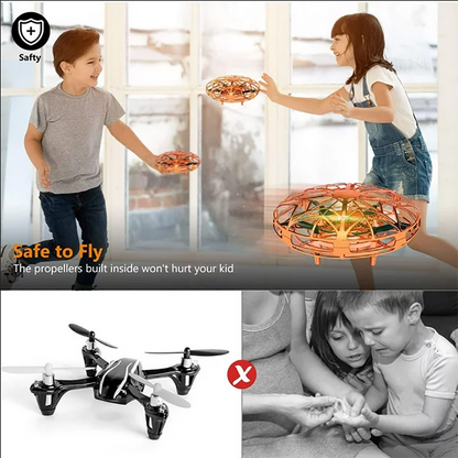 Mini Hand Drone for Kids Adults,6 Style 360° Drone Mini Helicopter RC UFO Flying Toy Hand Operated Sensory Flying Drone UFO Toy for Boys Girls