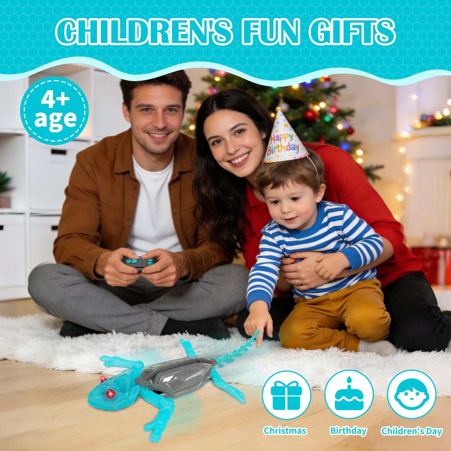 Wall Climbing Gecko, Rechargeable Electronic Remote Control Kids Toy, Floor Wall Climbing Chameleon for Prank Games, with LED Lights Eyes