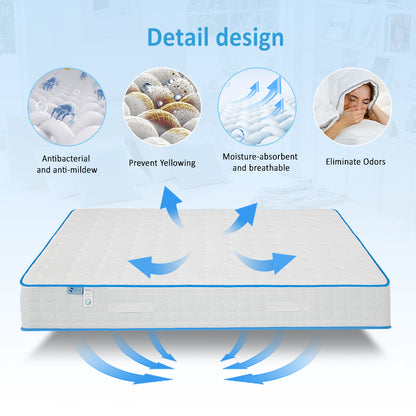 Maxky Home 10 Inch Gel Memory Foam Mattress with Pillow, 5 Size Hybrid Mattress Bed in a Box, CertiPUR-US Certified, 10-year Warranty