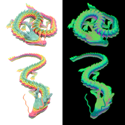 3D Printed Dragon, 3D Dragon,23 Inch 3D Printed Fidget Dragon Glow in The Dark, 3D Printed Articulated Dragon for Home Office Car Desk Decor Toys