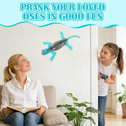 Wall Climbing Gecko, Rechargeable Electronic Remote Control Kids Toy, Floor Wall Climbing Chameleon for Prank Games, with LED Lights Eyes