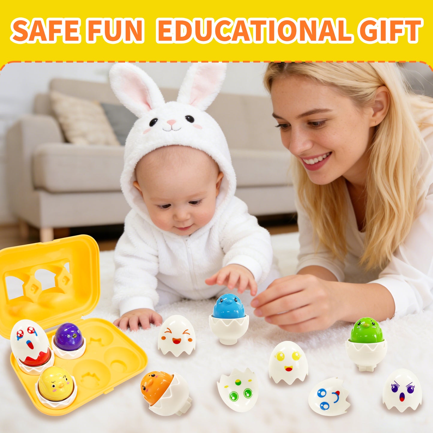 Matching Easter Eggs for Toddlers Age 1-3, Montessori Early Educational Shape Sorting Learning Toys for kids, Birthday Christmas Gifts Egg