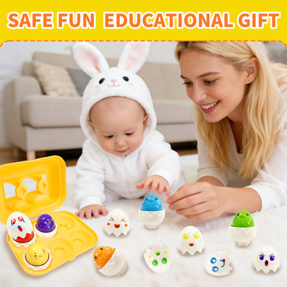 Matching Easter Eggs for Toddlers Age 1-3, Montessori Early Educational Shape Sorting Learning Toys for kids, Birthday Christmas Gifts Egg