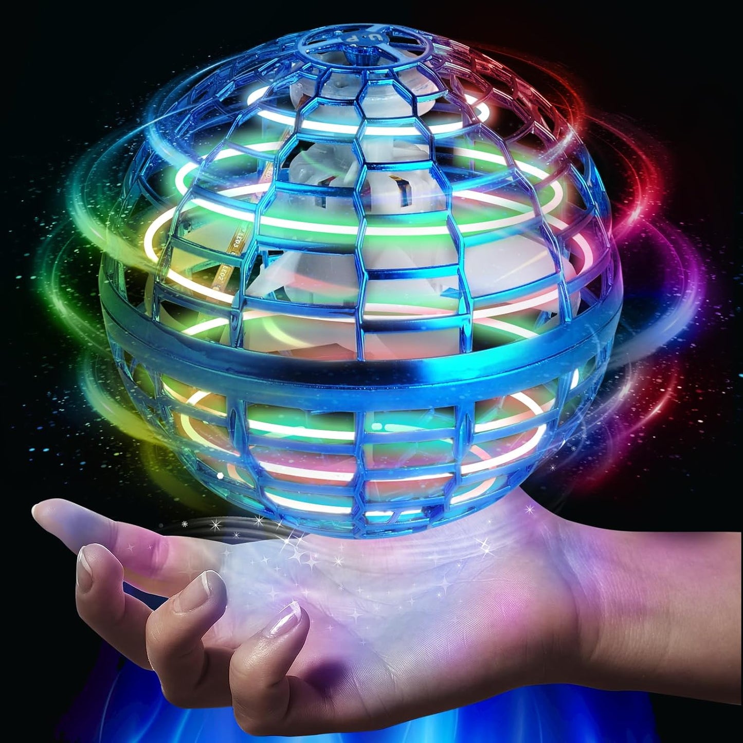 Flying Orb Toy Grame Hand-Controlled Mini DroneCosmic Globe 360°Rotating LED Flying Ball Toys, Safe for Kids Adults