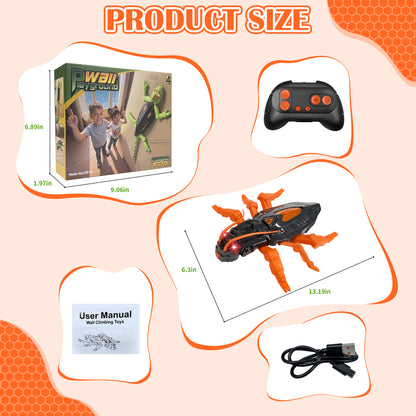 Wall Climbing Gecko, Rechargeable Electronic Remote Control Kids Toy, Floor Wall Climbing Chameleon for Prank Games, with LED Lights Eyes
