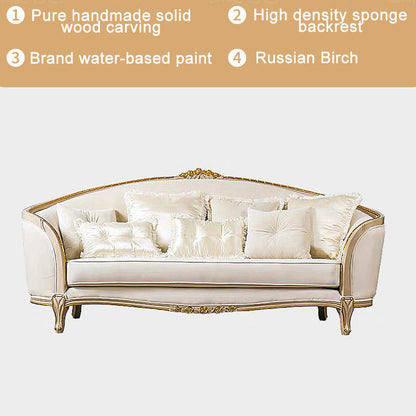 European style living room solid wood carved fabric French sofa arc 123 combination simple sofa design home furniture