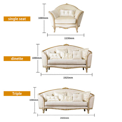 European style living room solid wood carved fabric French sofa arc 123 combination simple sofa design home furniture