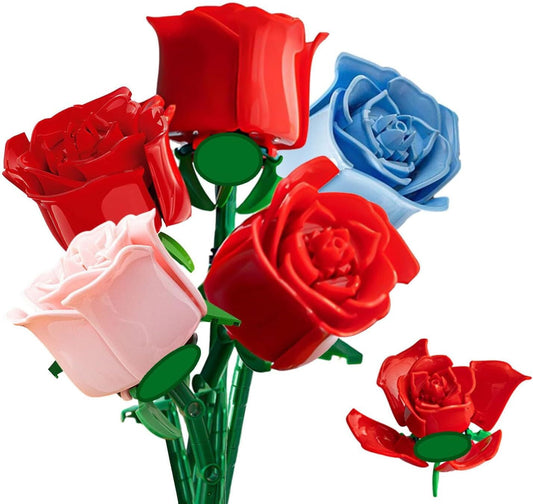 3 Color Rose Flowers Bouquet Building Kit Artificial Flowers for Home Decoration, Bricks Toy Birthday Thanksgiving, Christmas Gifts for Mom Grandma Him Her